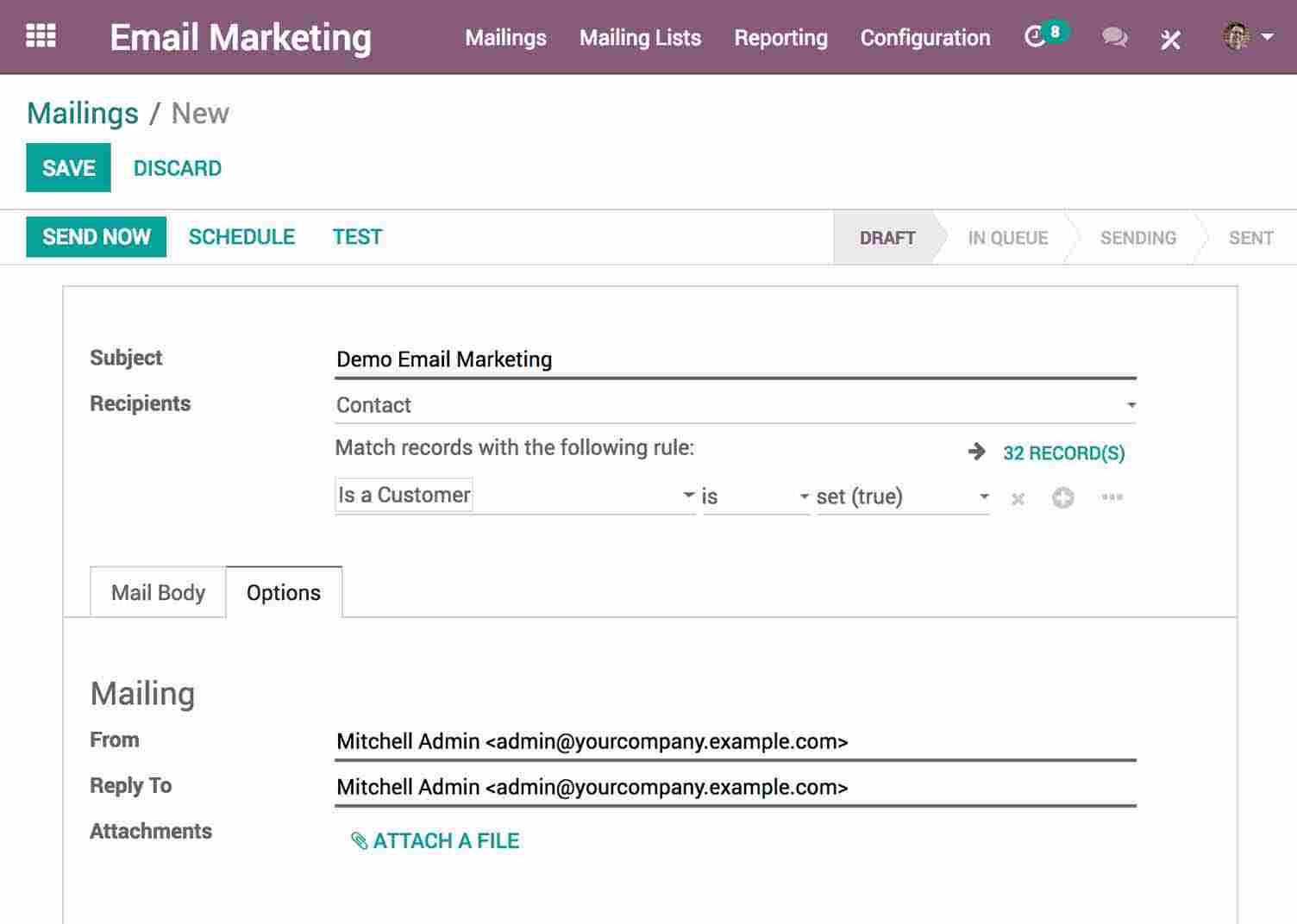 demo  email  marketing  campaign  with  odoo